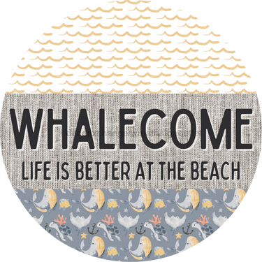 Door Hanger, Funny Nautical Sign, Whalecome Sign, Whale Sign, Beach Sign, Turtle Sign, 18